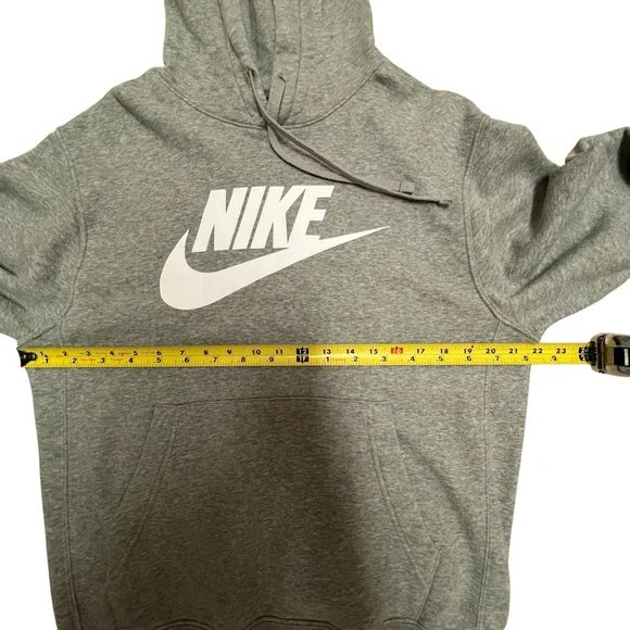Nike Gray Pullover Hoodie Small Swoosh Logo Fleece Sweatshirt Men’s Size S - Picture 5 of 11